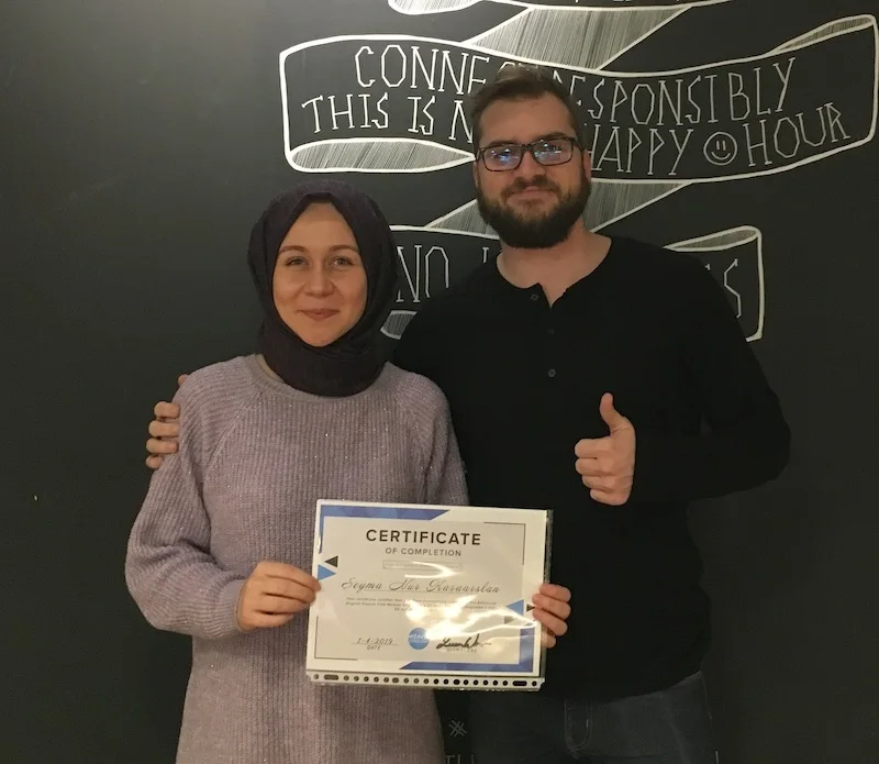 Lucas Weaver with his former IELTS student Seyma